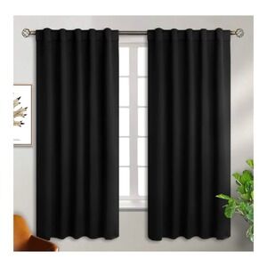 Blackout curtains black faux suede microfiber 2 panels each 53x 90"